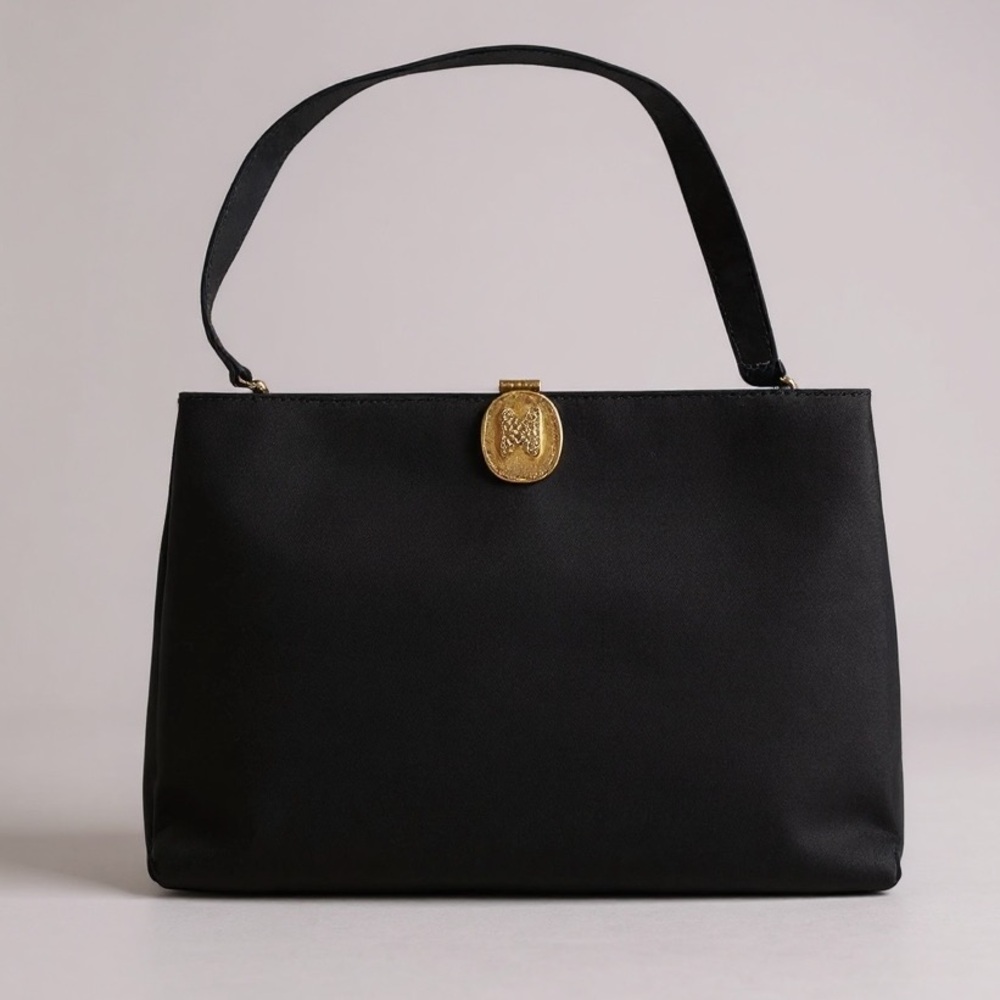 MM Peau de Faille Vintage‎ 60s Purse Shoulder Hand Bag Fabric Gold Crystals Lock